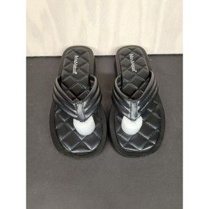 MaxMuxun Women's SZ 37 U.S. 5.5 Flip Flop Sandals Black Quilted